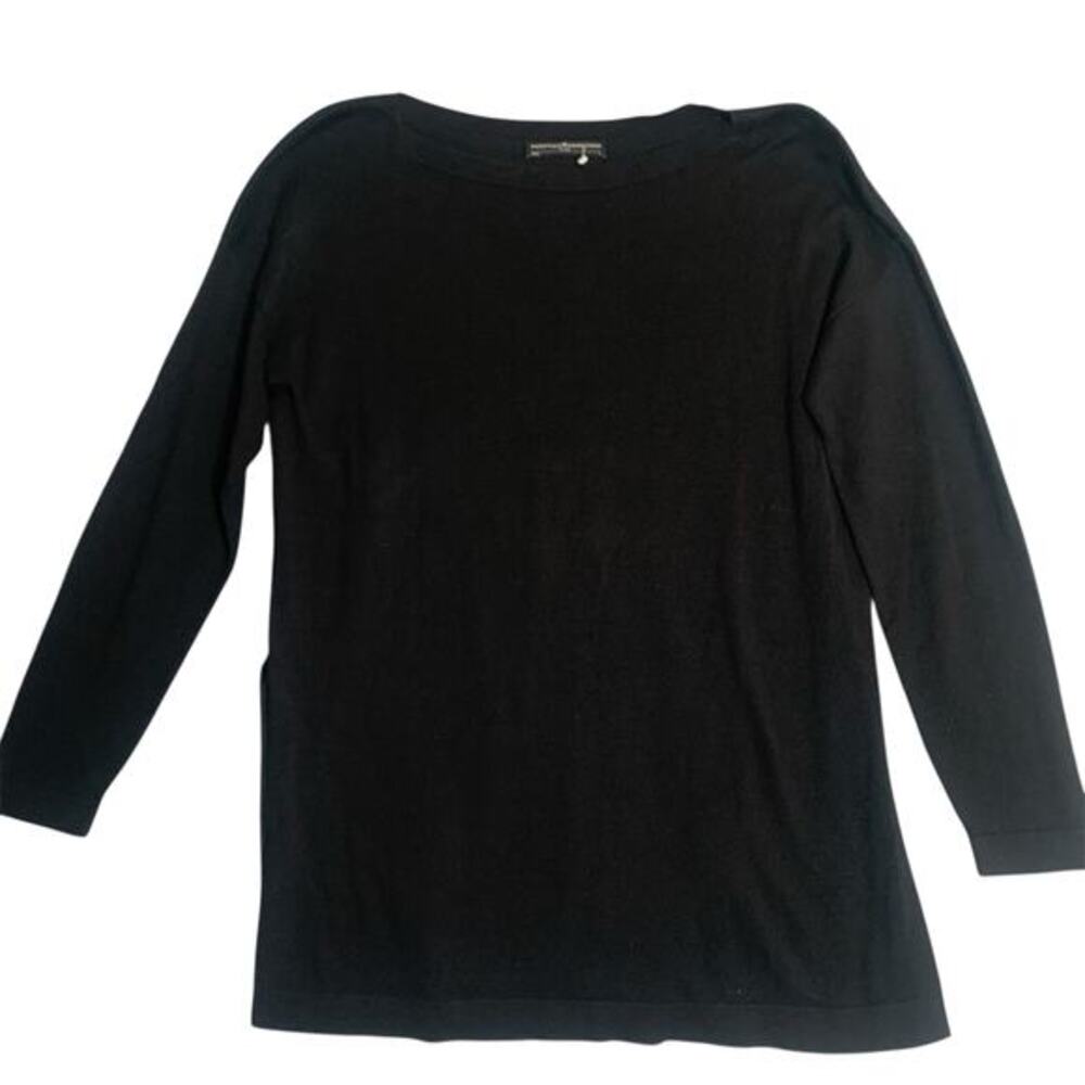Peruvian Connection Black Sweater Tunic Sz Large Modal Cotton